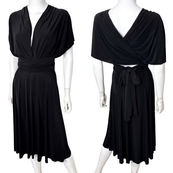 Dessy Group Maracaine Jersey Twist Wrap Convertible Cocktail Dress in Black - Picture 3 of 16